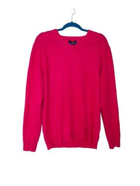 Club Room Luxury 100% Cashmere Hot Pink V-Neck Sweater Size Large
